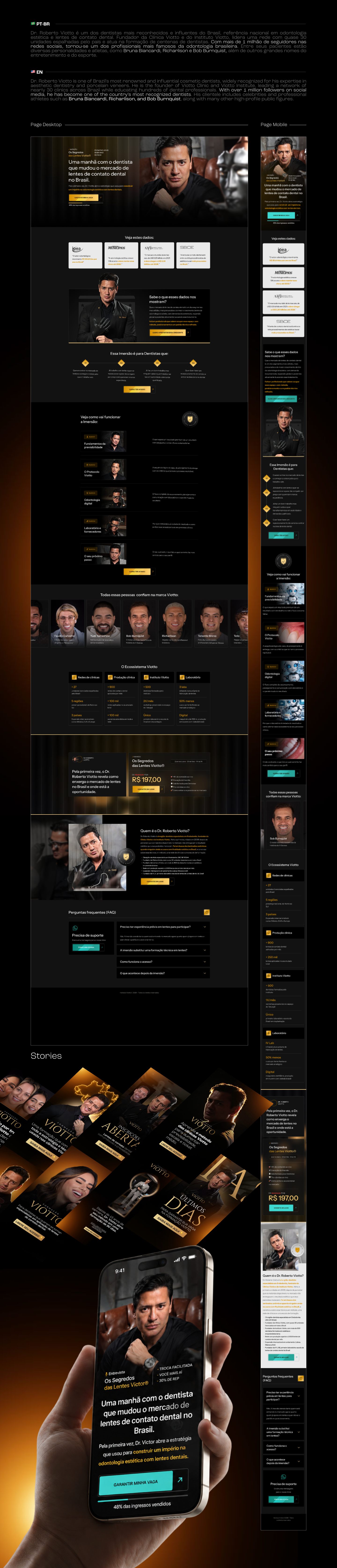 Página de vendas completa da Formação Viotto — desktop, mobile e stories